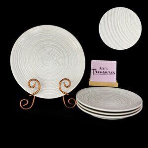 Better Homes & Gardens ABOTT Speckled White Light Gray Clay Dinner Plates Set 4